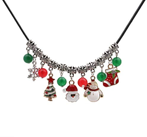 Fenical weihnachtshalskette weihnachtsschneemann weihnachtsbaumförmige Halskette schlüsselbein Kette hängender anhänger für mädchen Frauen Damen