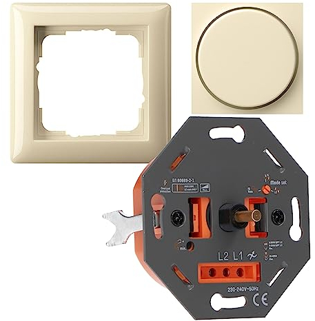 LED-Dimmer Universaldimmer 3-250W als Komplettset mit Gira-Standard 55 cremeweiß glänzend Phasenanschnitt und Phasenabschnitt