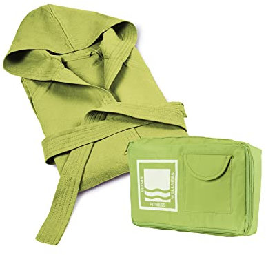 Banzaii Accappatoio in 100% Microfibra con Cappuccio – Accappatoio Uomo e Donna con Borsa Resistente e Salvaspazio - Taglia XL Verde