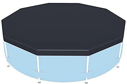 DriSubt Pool Cover 10ft Round Rainproof Swimming Pool Cover Durable Frame Easy Set for Round Above Ground Inflatable Swimming Pools Home Garden Pool 10ft/ 12ft/ 15ft (12ft Cover)