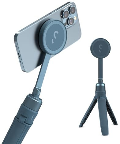 ShiftCam SnapPod - Video Selfie Stick and Tripod - Magnetic Mount Snaps on to Any Phone - Tiltable Design | Blue Jay