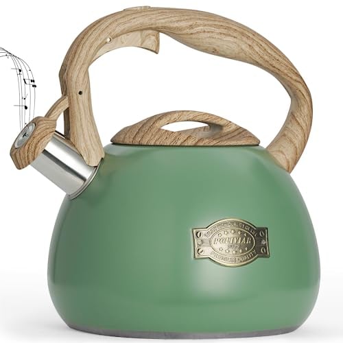Poliviar Tea Kettle, 2.7 L Hob, Tea Kettle, Audible Whistles Teapot, Food Grade Stainless Steel for Anti-Rust, Anti-Hot Handle, Suitable for All Heat Sources (JX2022-MN30-DE)