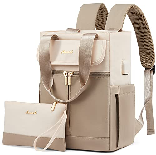LOVEVOOK Rucksack Damen Klein Cityrucksack Kleiner Handtasche 2 in 1 Rucksacktasche, Mini Schultertasche Tasche Backpack Women Elegant für Freizeit Reisen Arbeit, Beige Khaki