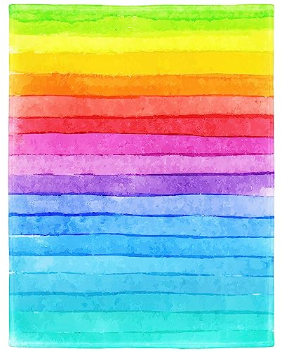 Zomer Kuscheldecke Flauschig Decke 150x200 cm Wohndecke Couchdecke Mikrofaser Sofaüberwurf Tagesdecke weiche warme Sofadecke mit Regenbogen Motiv