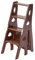 JHDXL Wooden Folding 4-Step Stool, Multifunction 3-in-1 Display Ladder And Storage Shelf, 331lbs Capacity (Brown)