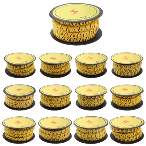 SRJQXH 13-Piece Cable Markers - 4 mm² Cable Marking Letters, Approx. 160 Capsules per Piece, Wire Diameter up to 6 mm, Not Easy to Fall Off