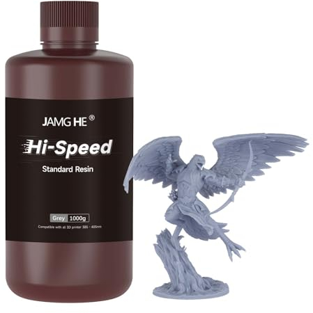 High Speed 3D Printer Resin, JAMG HE 12K Rapid 3D Printer Resin High-Precision and Low-Shrinkage Fast Standard 3D Printing Resin Suitable for 3D Printer Fast Mode & Normal Mode (1000g, Gray)