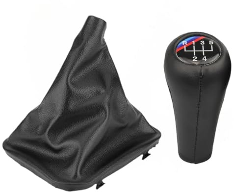 Car Gear Shift Knob Shifter Lever and Manual/Auto Gear Shifter Gaiter Dust Boot Cover for BMW E30 E34 E36 E46 Z3 (5 Speed)
