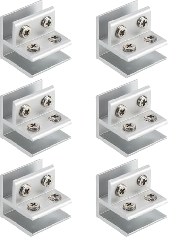 Cokritsm 90 Gradi Morsetti Per Vetro 8-10mm Vetro, Morsetto In Alluminio Per Angolo In Vetro Per Armadio Argento 6pz