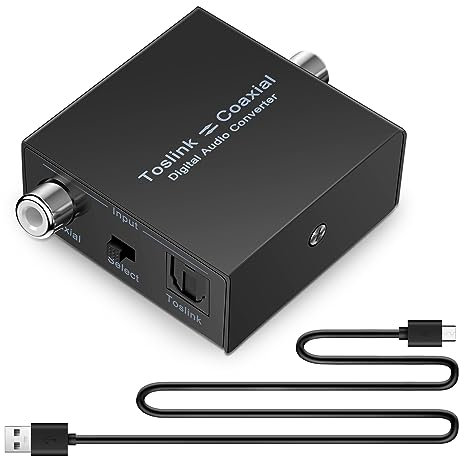 Fluaonb Convertitore Audio Digitale Bidirezionale da Coassiale Digitale un Convertitore Toslink Ottico SPDIF Ottico da Toslink un Coassiale