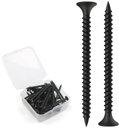BOUMVID Vis Placo à Fixation Rapide M3.5 x 50 mm, 25 Pièces Vis Phosphatées Pour Plaque de Plâtre Sur Profilé en Acier Pour Cloisons Sèches, Vis Noires Tête en Trompette Pour Cloisons Sèches