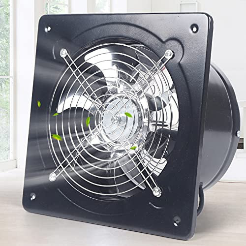 Ventilador de extracción, ventilador de pared industrial de 8 pulgadas, 80 W, 2800 rpm, 7 aspas de 850 m³/h, 130 pa, ventilador axial con cubierta de red de seguridad