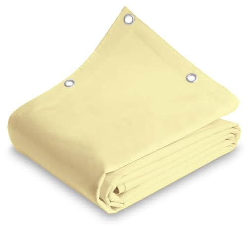 TELOMERITI® - Bâche en PVC 650 g/m² avec œillets en aluminium, renforcé, type camion, imperméable, couvre-tout extérieur, différentes couleurs, fabriquée en Italie (ivoire clair, 2,5 x 3 mètres (7,5