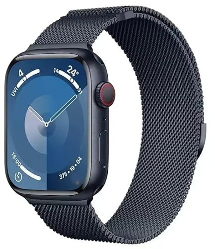 Bracelets Compatible avec Apple Watch 38mm 40mm 41mm 42mm 44mm 45mm 46mm 49mm Femme, Acier Inoxydable en Métal Compatible Series 10 9 SE(se 2) 8 7 6 5 4 3 2 1 (Bleu, 42/44/45/49mm)