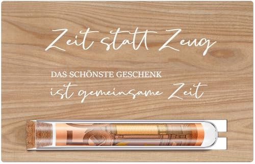 Otuuz Zeit Statt Zeug Gutschein Karte für Männer Frauen Enthält Holzkarte Geburtstag und Reagenzglas Gemeinsame Zeit Geschenk für Geburtstag Hochzeit Jugendweihe