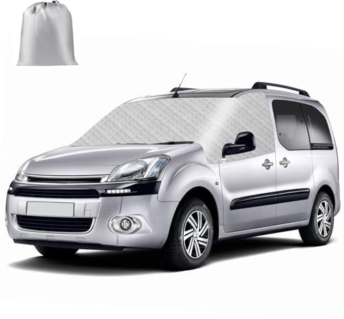 Windschutzscheiben Abdeckung Kompatibel mit Citroen Berlingo 2008-2018 | Kompatibel mit Peugeot Partner 2008-2018, Externe Frontscheiben Sonnenschutz, Schnee Eisschutz Wrap Abdeckung