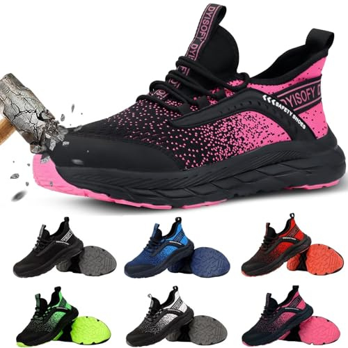 DYISOFY Chaussures Sécurité Homme Femme Légères Basket Securite | Coque d'Acier, Antidérapantes, Résistantes, Confortables, Idéales pour Travail en Chantier, Cuisine, Entrepôt, Atelier