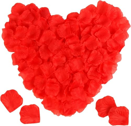 SULOLI 1500pcs Pétales de Rose Artificielles pour Saint Valentin | Pétales de Rose Rouges pour Décoration de Mariage
