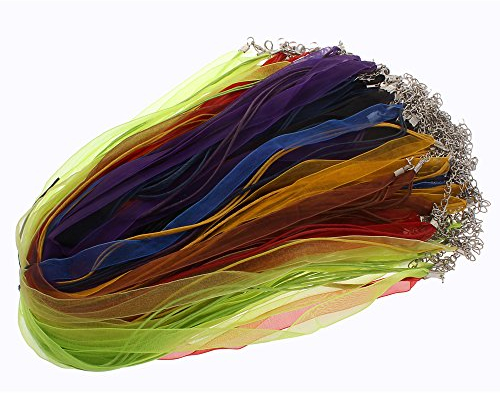 Perlin 10 Halsband Organza mit Baumwollekordel Verschluss Halskette Wachsband Mix mit Metallkette Karabiner Verschluss