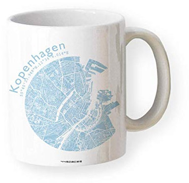 Tasse Kopenhagen - Bürotasse Kaffeebecher farbige Stadtkarte Städtetasse - Personalisierte Geschenkidee für Kollegen Kollegin Architekt Richtfest Fernweh Heimweh