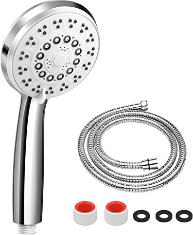 Rovtop Alcachofa de Ducha 5 Modos + Manguera de Ducha de Acero Inoxidable de 1,5 M (G1 / 2)