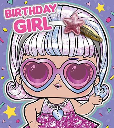 LOL Surprise Puppe Happy Birthday Karte mit Glitzer-Haarspange an Karte