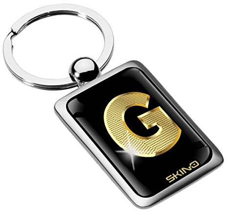 Biomar Labs® Schlüsselanhänger Buchstabe Metall Keyring Buchstaben Initialen Alphabet Autoschlüssel Geschenk Metall-Schlüsselanhänger Schlüsselbund Edelstahl Gold G