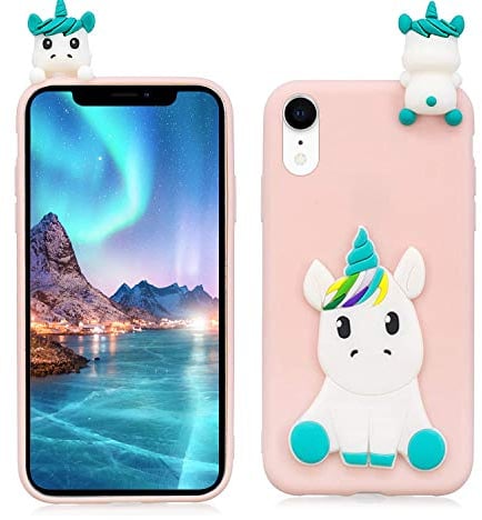 HopMore Kompatibel für Handyhülle iPhone XR Hülle Silikon 3D Einhorn Panda Muster Handy Hülle für iPhone XR Dünn Bumper Stoßfest Gummi Slim Schutzhülle Case Cover - Pink Einhorn