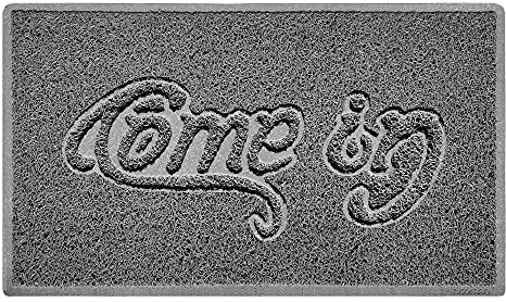 Nicoman COME-IN Embossed Shape Door Mat Dirt-Trapper Jet-Washable Doormat-(Use Outdoor ONLY)- (75x44cm/29.5x17.3inches, Medium) Grey