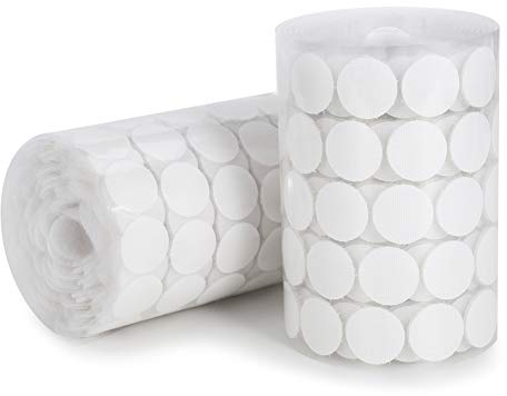 olyee 1000 Stück 20mm Klettpunkte Selbstklebend, 500 Paar Self Adhesive Klett Klebepunkte Geeignet für Papier, Kunststoff, Glas, Leder, Metall, Kleidungsstücke (Weiß)