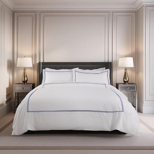 Emma Barclay Mayfair - Embroidered Duvet Set with Oxford Pillowcase in Navy - King Bed