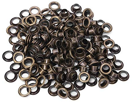 100Pcs Grommet Eyelets, 6mm Brass Eyelets with Gaskets for Leather Canvas Clothes Heavy Duty Bronze Metal Rivets for DIY Craft Apparel Hardware