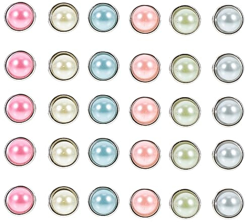 Milisten 50pcs Papierverschlüsse Perlen Kopf Musterklammern Musterbeutelklammer Mini Metall-Brads für Papier Basteln DIY Scrapbooking Fotoalbum Kartenherstellung