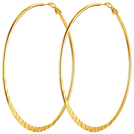 PROSTEEL 80mm große Runde Ohrringe für Damen Mädchen 18k vergoldet flache Creolen Hoop Ohrringe Hoop Earrings trendige Kreolen Schmuck Accessoire