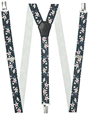 DWOY Hosenträger Damen 25mm breit Y-Form mit 3 stabilen Clips (Floral 3)