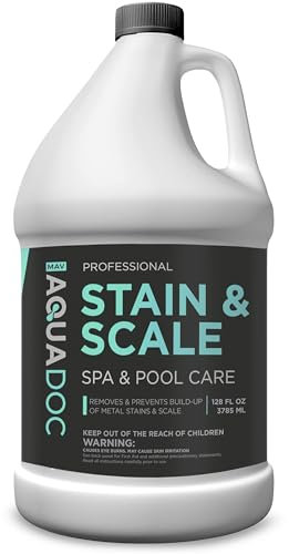 Pool & Hot Tub Stain and Scale Remover - AquaDoc 1 Gallon (128oz) Pool Stain & Scale for Calcium, Iron, Copper & Rust Buildup - Works on Vinyl, Plaster, Fiberglass, Pebble & More