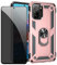 JOYTAG Funda para Xiaomi Redmi Note 10 4G/Note 10S Carcasa Oro Rosa con Protector de Pantalla de Privacidad, Anti Espía Cristal Templado