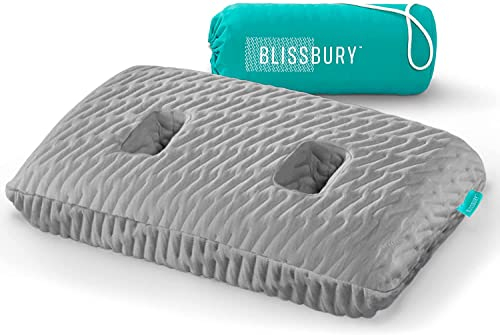 BLISSBURY Ohrkissen mit Ohrloch zum Schlafen bei schmerzenden Ohrenschmerzen | Verstellbares Memory Foam Kissen mit Löchern für Chondrodermatitis CNH | Ohrlochstechschutz | Unterstützung Ohrstöpsel