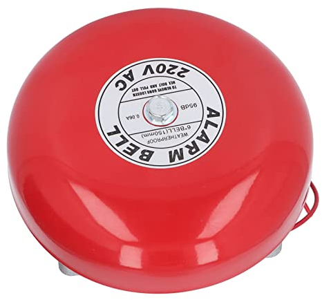 BuyWeek Feuerglocke, 6 Zoll 95 dB 220V Feueralarmglocke Aluminium Sicherheitsglocke Elektrische Glocke Lagerpause Alarmglocke für Zuhause, Hotel, Boot Rot