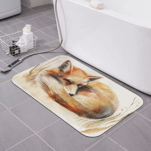 Fox Badematte, Kieselgur Erde, super saugfähig, rutschfest, schnell trocknend, 40,6 x 61 cm
