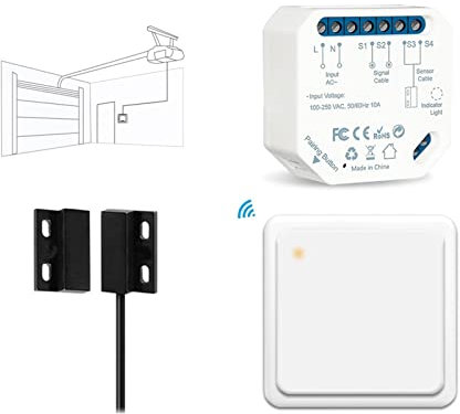 Tuya Garage Door Sensor Controller Opener with Remote Control by Smart Life Home Alexa App Voice Operate Support