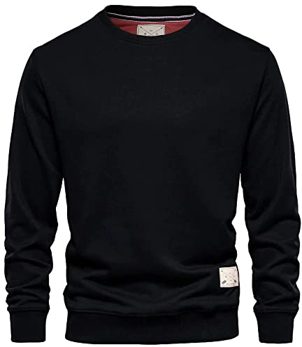 Blu Apparel Mens Jumper Premium Branded Crew Neck Cotton Sweater Pullover Sweatshirt Jumpers for Men UK Black Navy Charcoal S M L XL 2XL