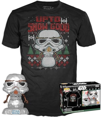 Funko POP! & Tee: Star Wars - Holiday Stormtrooper - Metallic - Large - (L) - T-Shirt - Clothes With Collectable Vinyl Figure - Gift Idea - Toys and Short Sleeve Top for Adults Unisex Men and Women