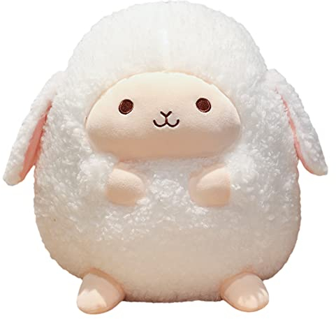 30CM Kuscheltier Schaf, Lamm weiß,Weich Plüsch Schaf Kissen Lamm, Bauernhoftier,Schmusetier Ausgestopftes Tier Plüschkissen Kawaii Schaf Plüschtier Dekorative Kissen Plüsch Stofftier für Kinder