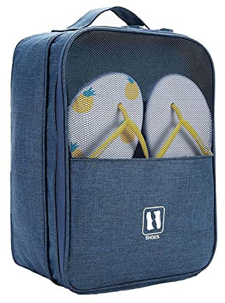 3-lagige Reise-Schuhtasche, wasserdichte tragbare Schuhaufbewahrungstasche, Schuhverpackungswürfel für den täglichen Gebrauch auf Reisen, Camping, für 3 Paar Schuhe (Marineblau)