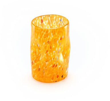 Wave Murano Glass - Bicchiere Go.To in vetro di Murano - Fatto a mano - bicchiere da acqua (Medio, arancione)