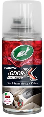 Turtle Wax 54100 Odor-X Whole Car Blast - New Car Experience Air Freshener & Odor Remover Car Bomb - Removes Unwanted Odors for up to 30 Days- Cherry Scent (1 Pack)