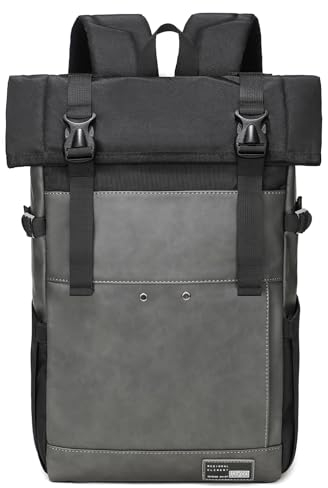 Sevego Leder Laptop-Rucksack, stilvoller Freizeit-Tagesrucksack, wasserfester Reise-Wanderrucksack, 15,6-Zoll-Computer-Schultasche für Frauen und Männer