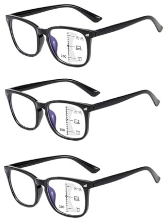 Suertree Bifocal Glasses 3 Pack Blue Light Filter Reading Glasses Anti Blue Light Readers Multifocal Vision Correction Glasses Women Men Black 1.0X