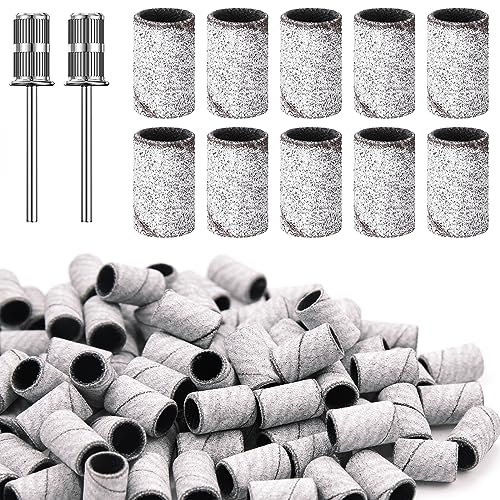 100 Pièces Embouts Ponceuse Manchons, Ongles Bandes de Ponçage Professionnelles 240# Grain pour Perceuse à Ongles Ponceuse Emeri Rouleaux Lime Ongles pour Manucure et Pédicure(Bianco)